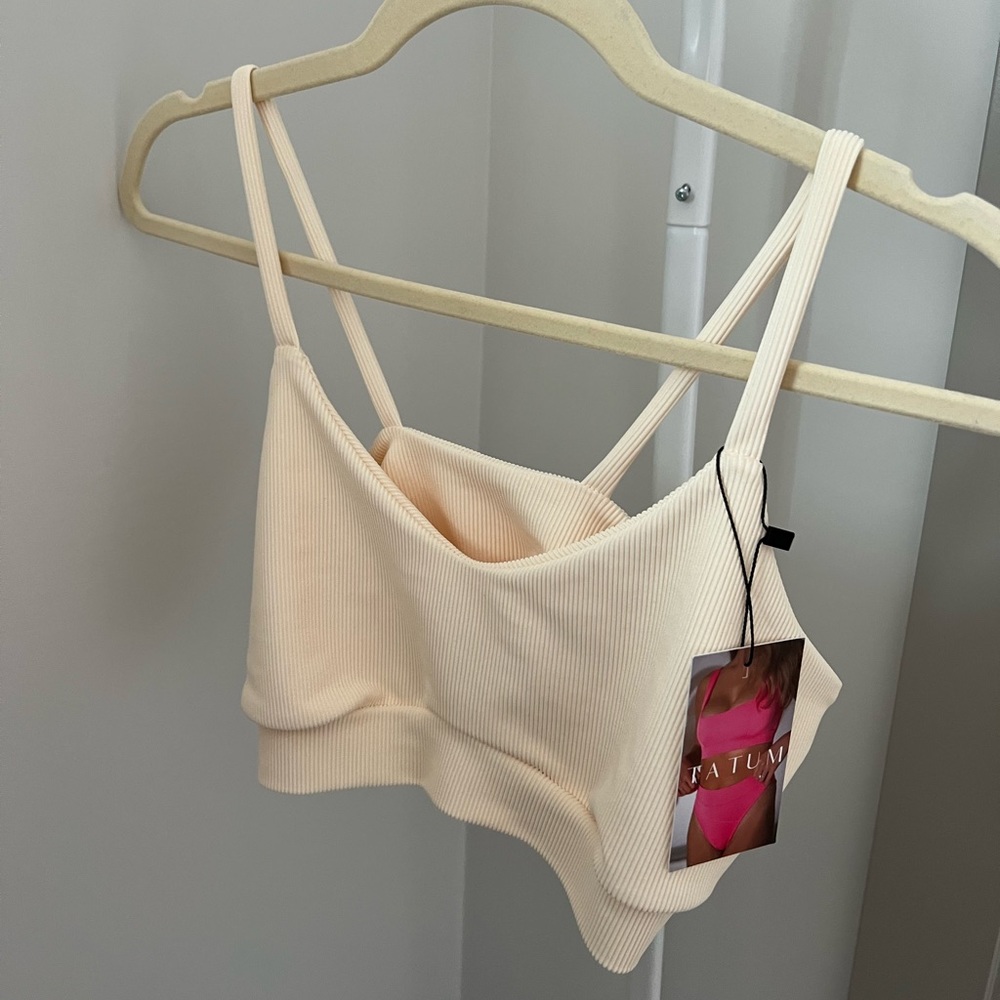 Cream Ribbed Bralette